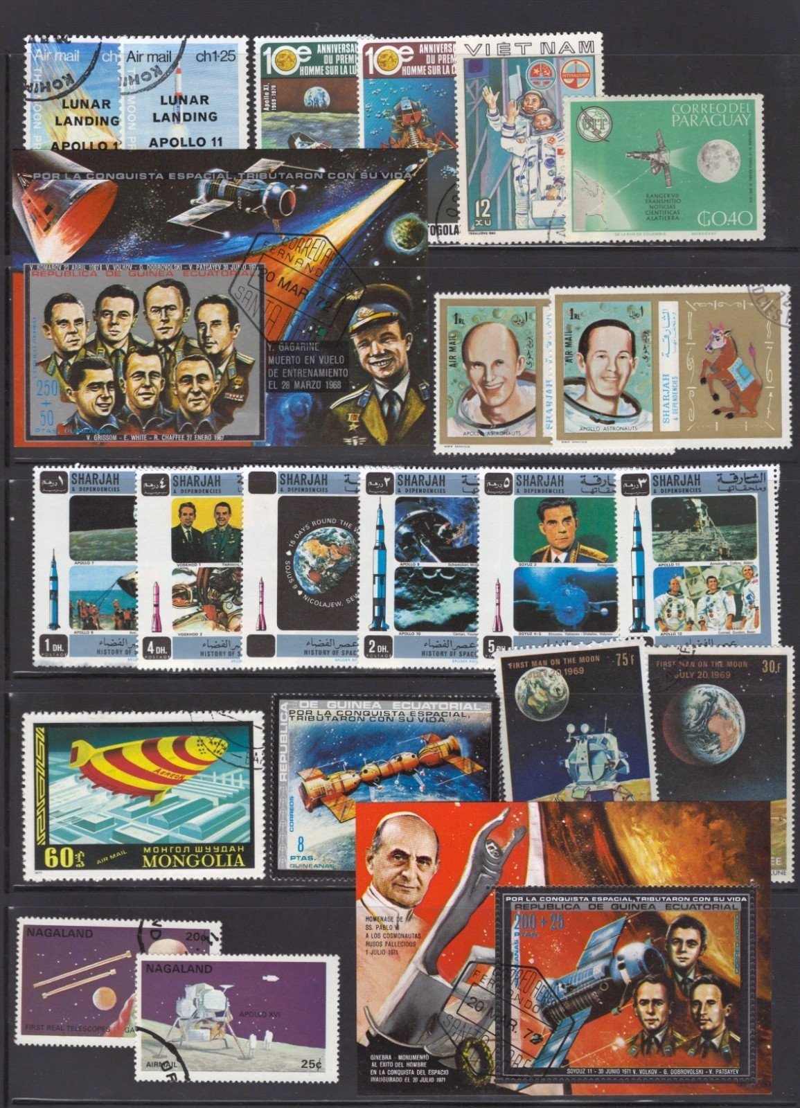 Space Stamp Collection 4 Stock Pages Sets Singles 96 Stamps Mint/Used ZAYIX