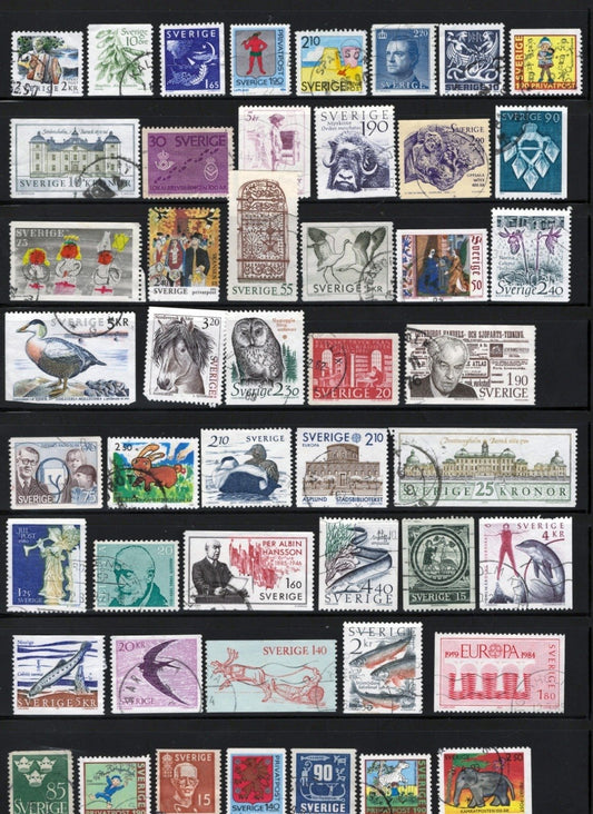 Sweden Stamp Collection 5 Stock Pages Sets Singles 253 Stamps Used ZAYIX