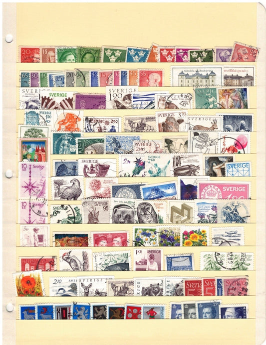 Sweden Stamp Collection 1 Stock Pages Sets Singles 109 Stamps Used ZAYIX