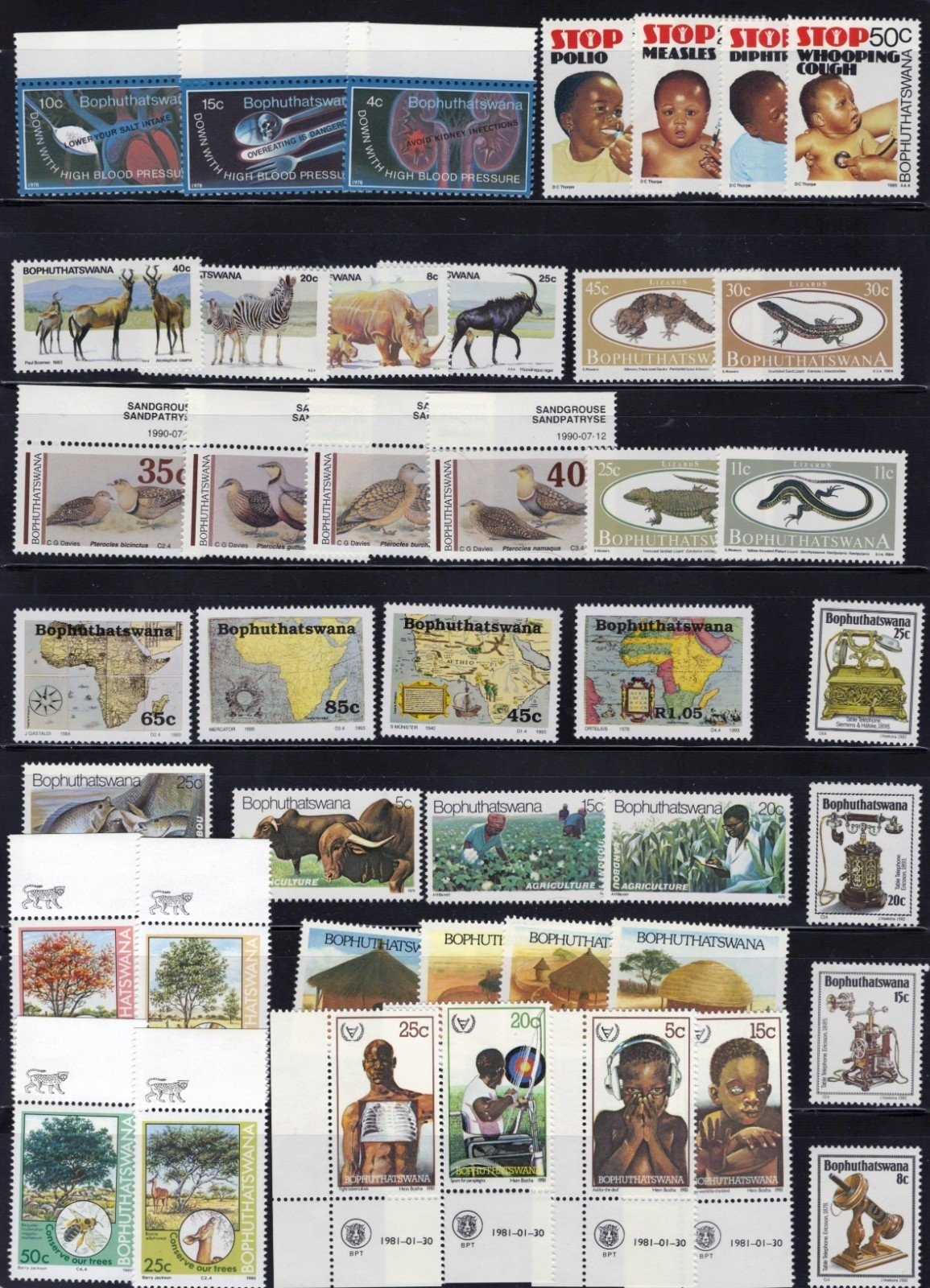 Bophuthatswana Stamp Collection 4 Stock Pages Sets $116 CV Stamps MNH ZAYIX