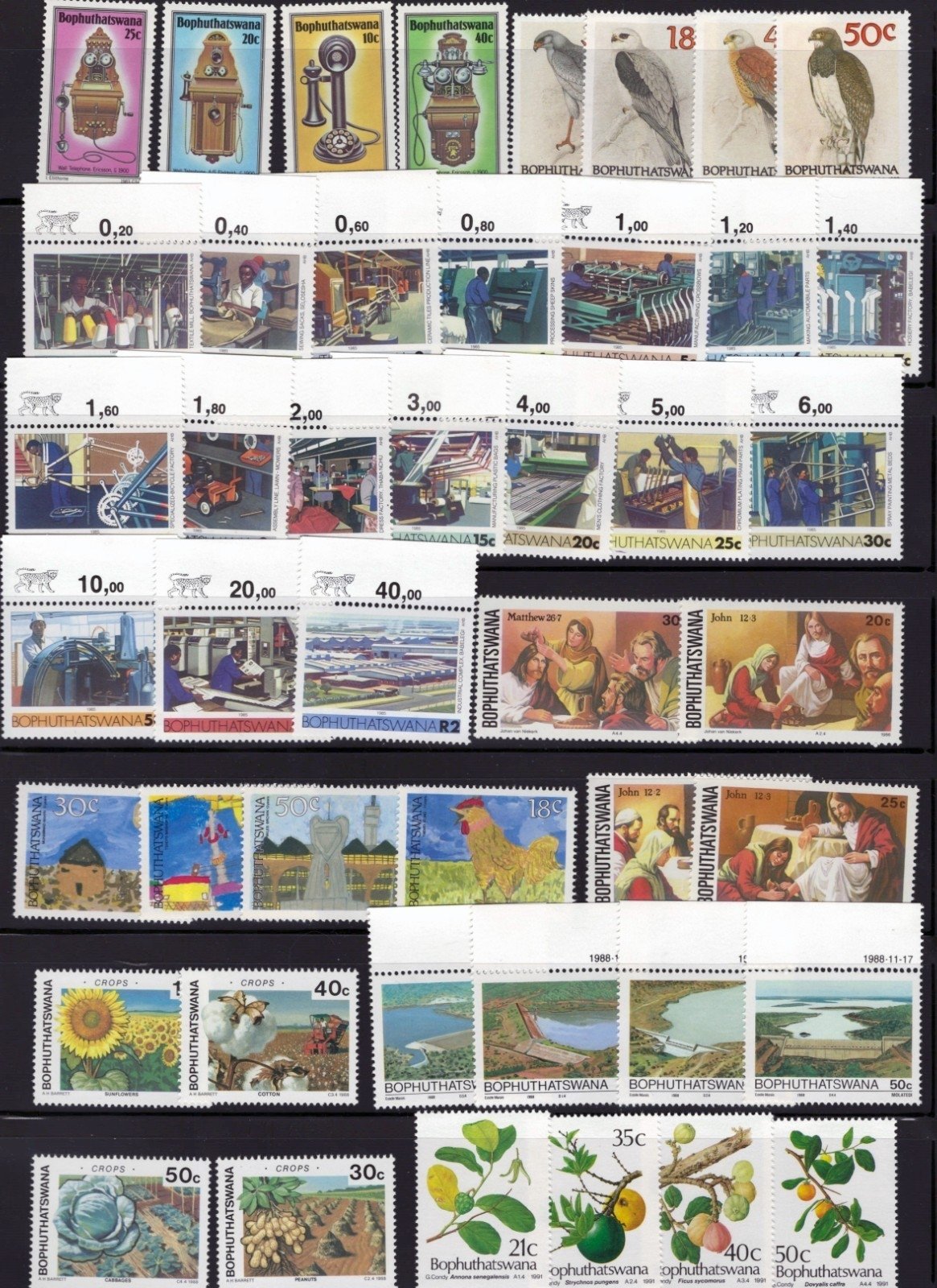 Bophuthatswana Stamp Collection 4 Stock Pages Sets $116 CV Stamps MNH ZAYIX