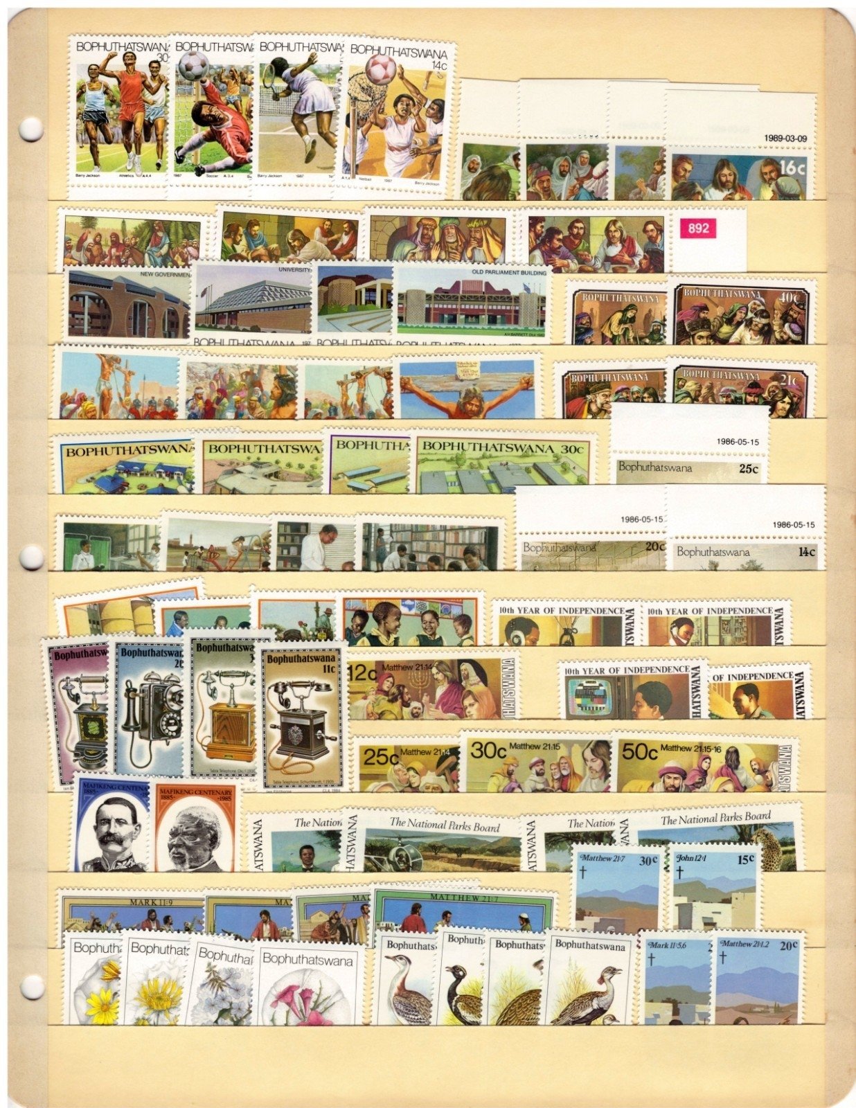 Bophuthatswana Stamp Collection 1 Stock Pages Sets $37 CV Stamps MNH ZAYIX