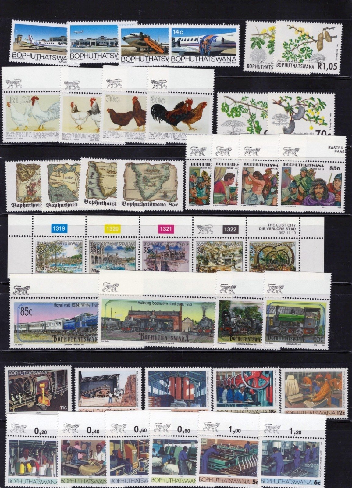 Bophuthatswana Stamp Collection 6 Stock Pages Sets $165 CV Stamps MNH ZAYIX