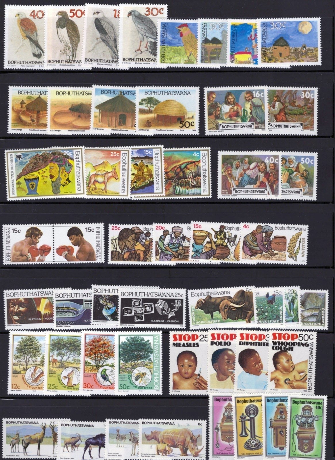Bophuthatswana Stamp Collection 6 Stock Pages Sets $165 CV Stamps MNH ZAYIX
