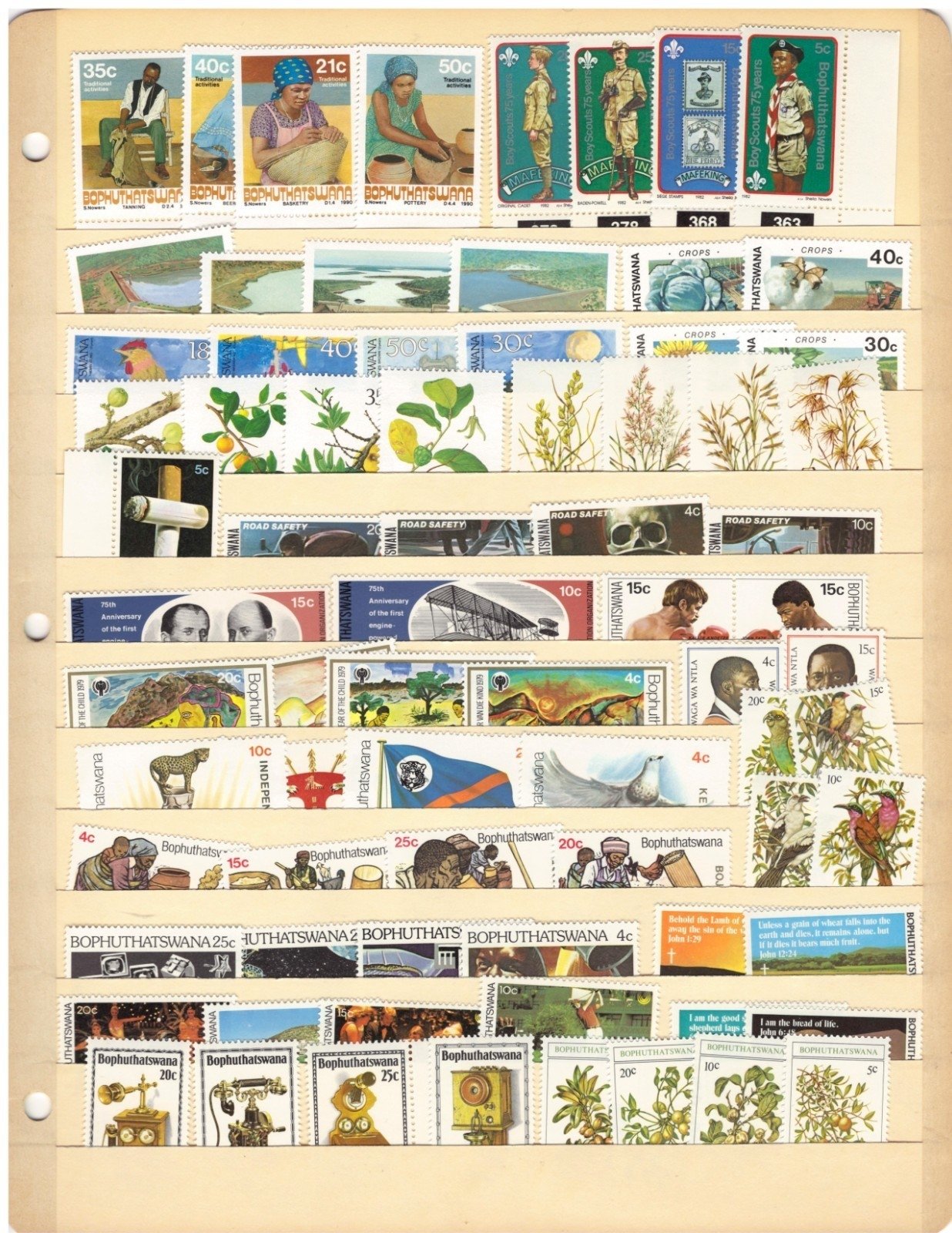 Bophuthatswana Stamp Collection 1 Stock Pages Sets $48 CV Stamps MNH ZAYIX