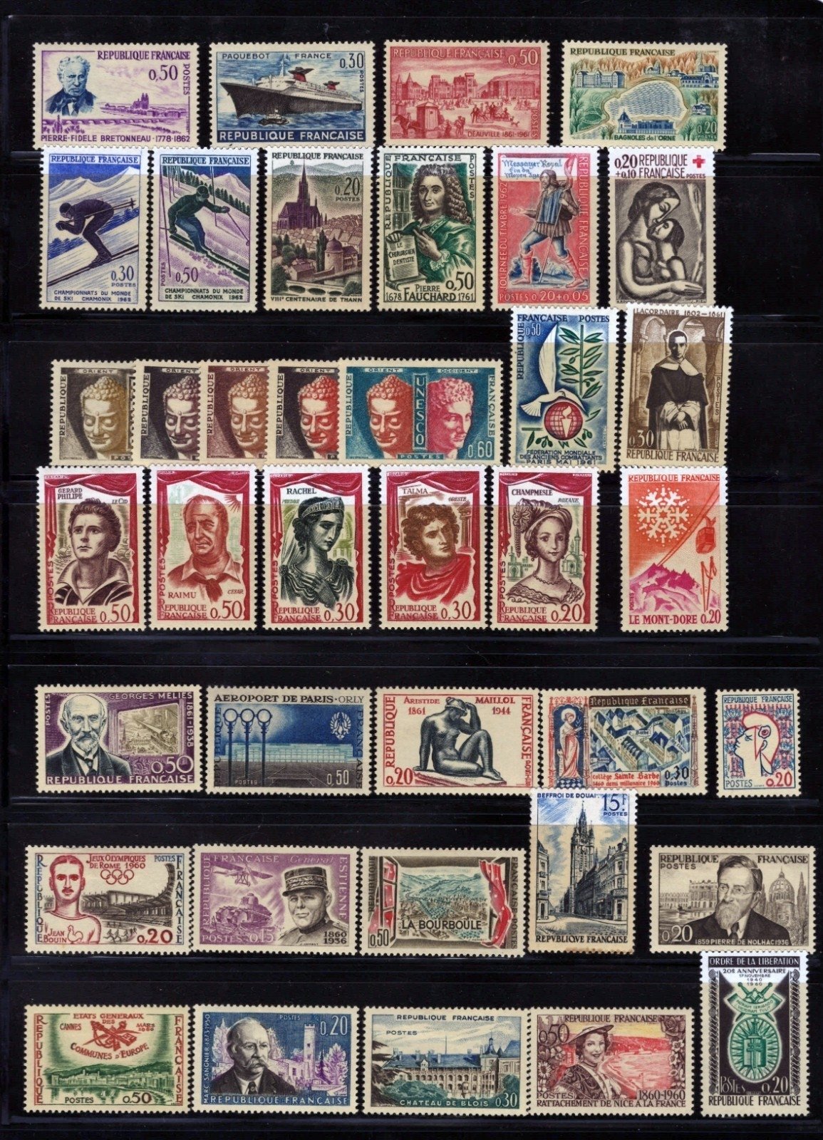 France Stamp Collection 2 Stock Pages Sets Singles 76 Stamps MH/MLH ZAYIX