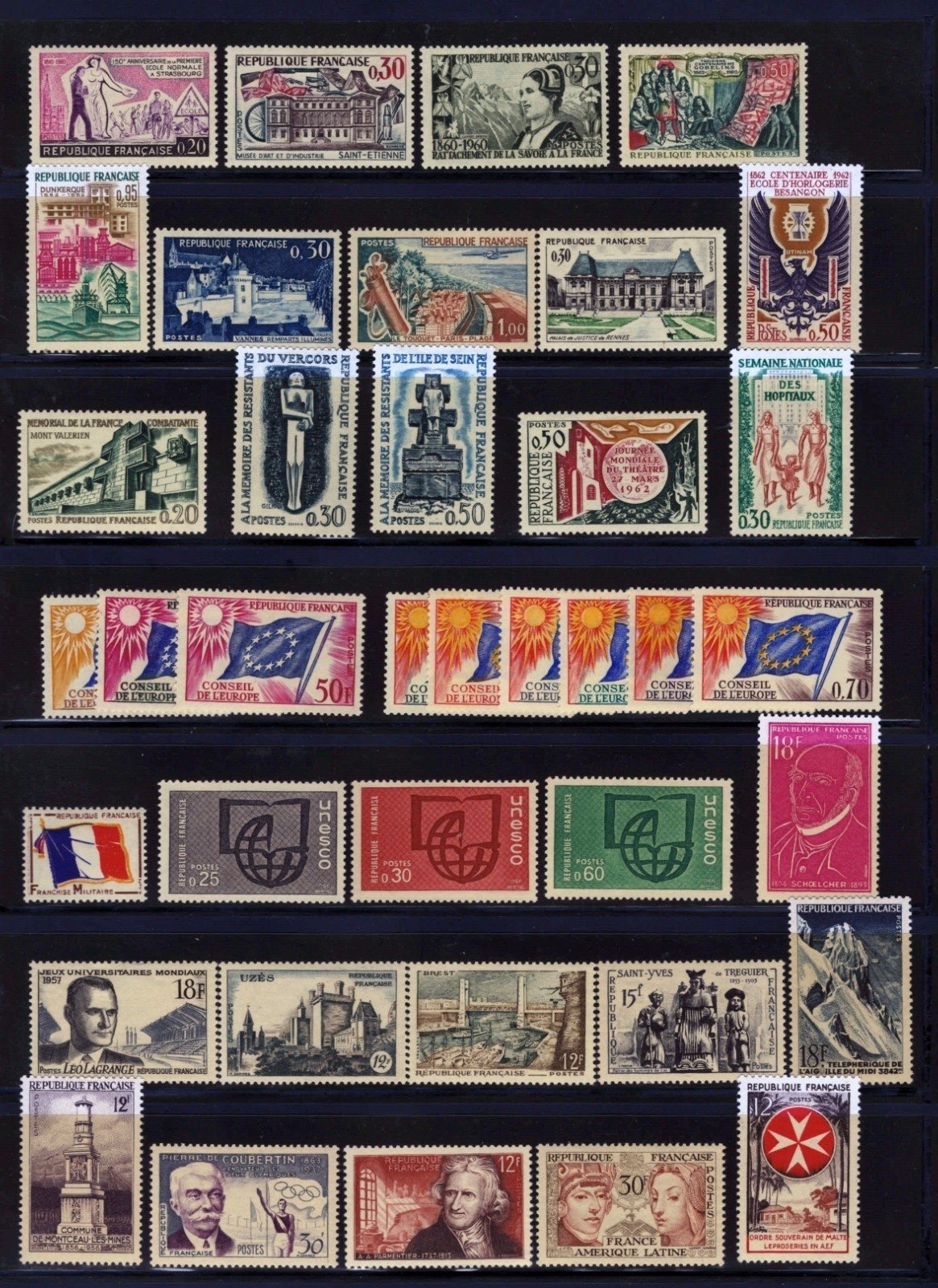 France Stamp Collection 2 Stock Pages Sets Singles 76 Stamps MH/MLH ZAYIX