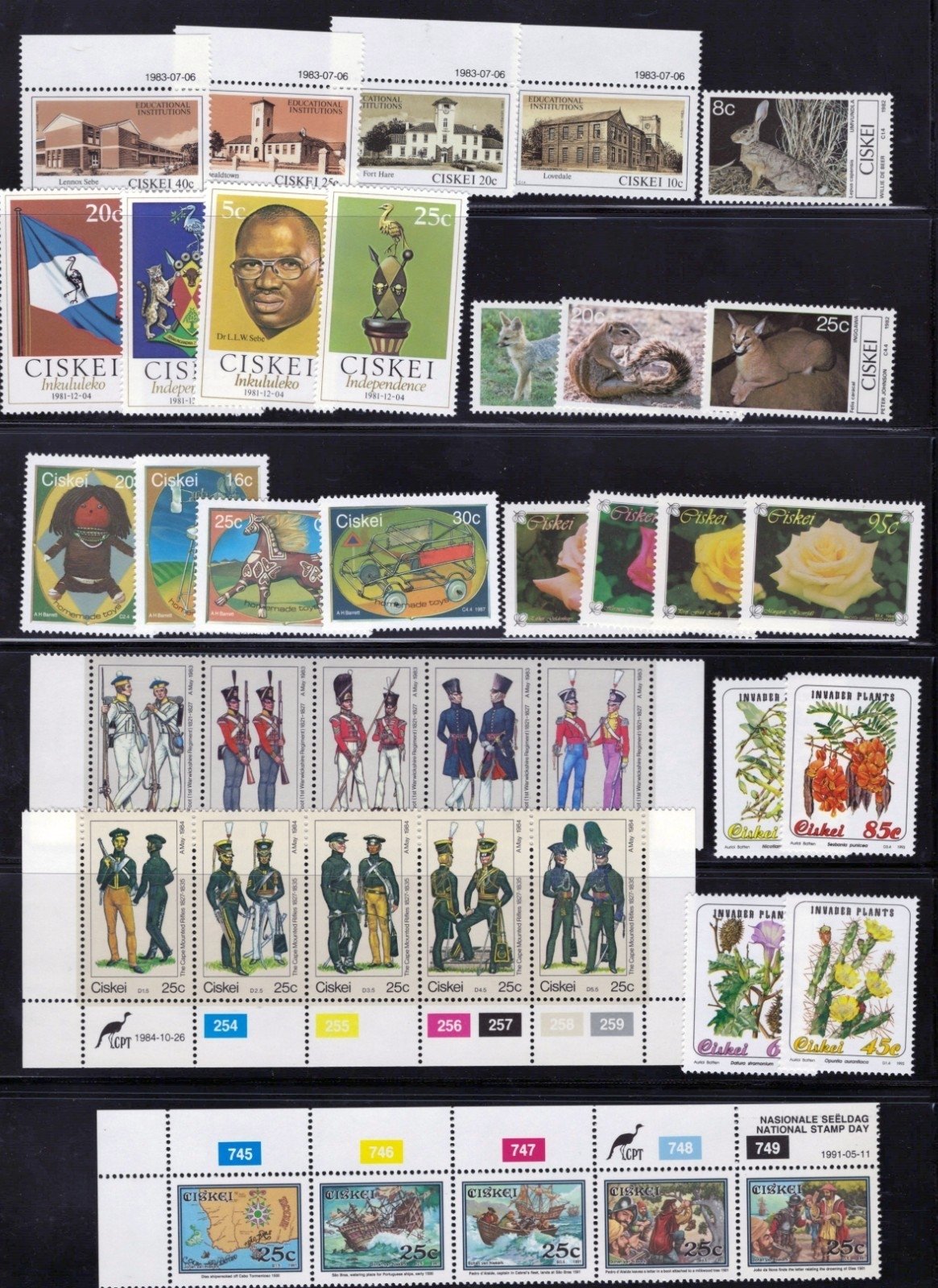 Ciskei Stamp Collection 7 Stock Pages Sets Singles $147 CV Mint/Used ZAYIX