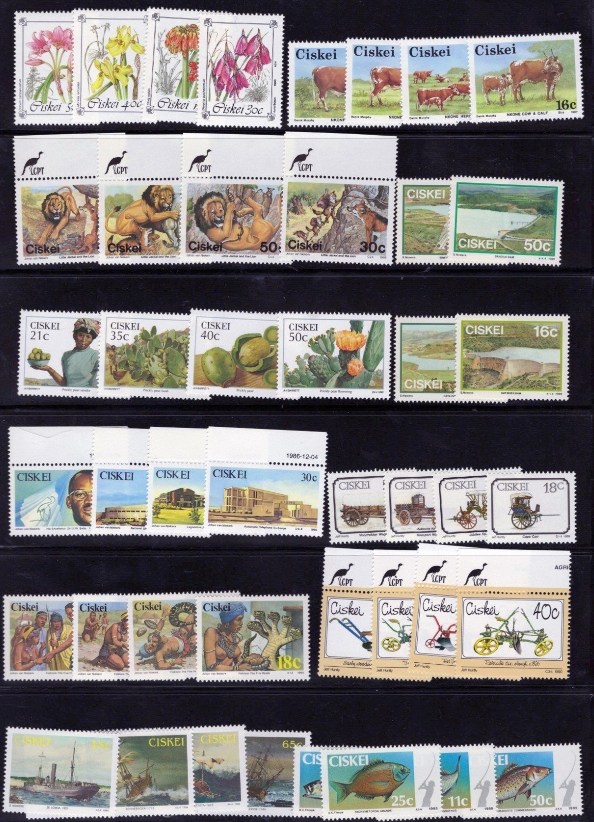 Ciskei Stamp Collection 7 Stock Pages Sets Singles $147 CV Mint/Used ZAYIX