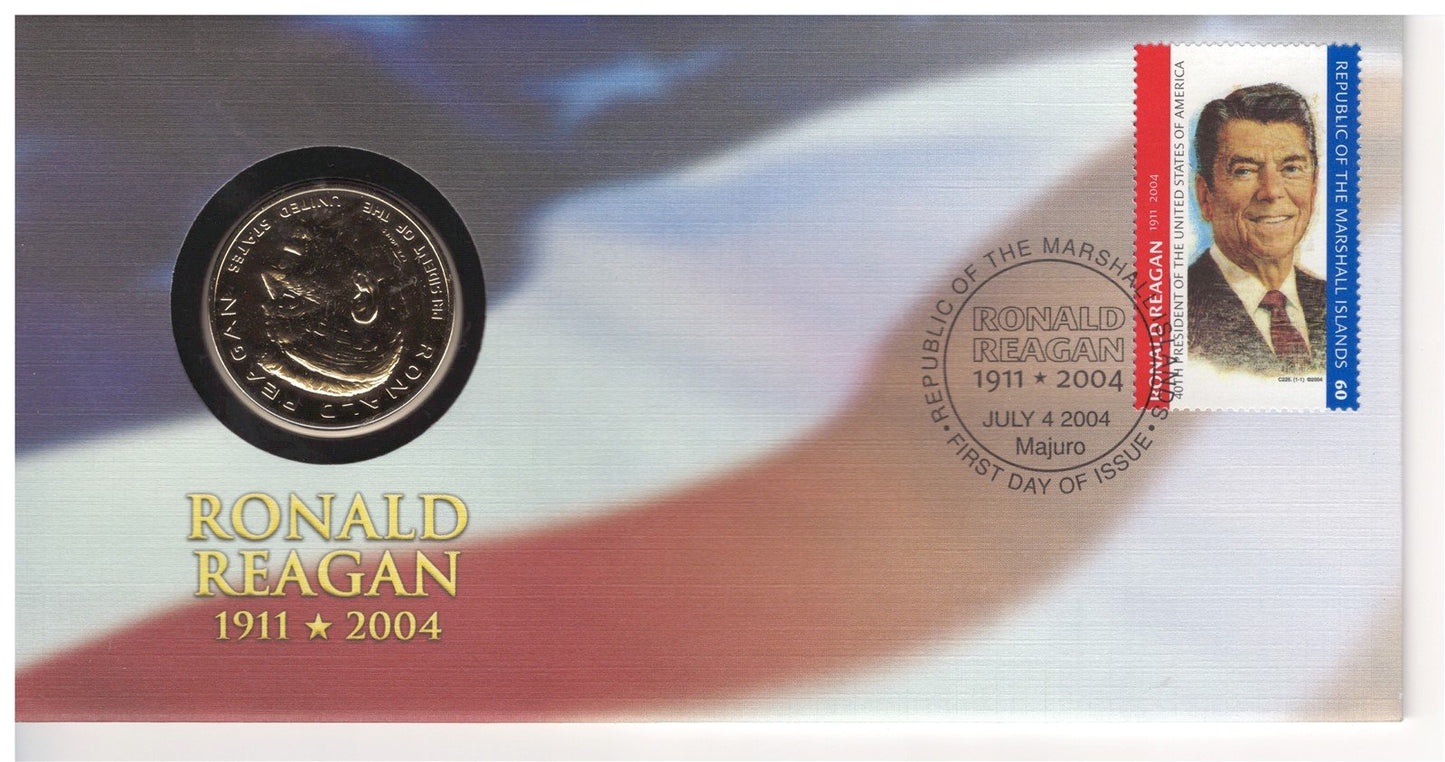 Ronald Reagan on Marshall Islands C225 MNH Mini-Sheet FDC Coin ZAYIX