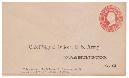 US UO53 Mint Entire 1875 3-cent Red Washington Official Cream Paper Size 7 ZAYIX