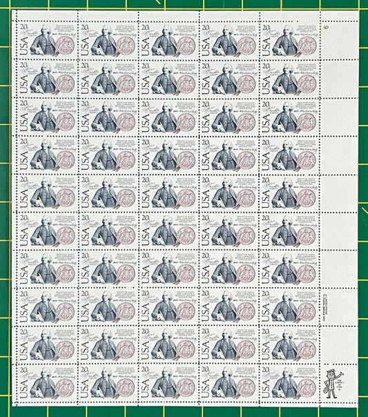 US 2036 Mint Sheet (MNH) Sweden Benjamin Franklin 20-Cent 1983 ZAYIX