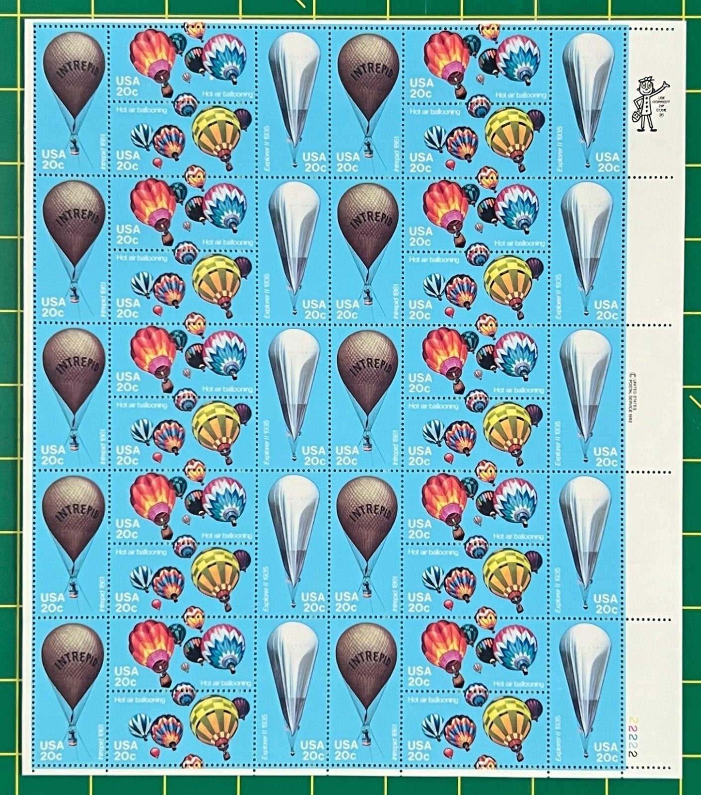 US 2032-35 Mint Sheet (MNH) Hot Air Ballooning Block-4 20-Cent 1983 ZAYIX