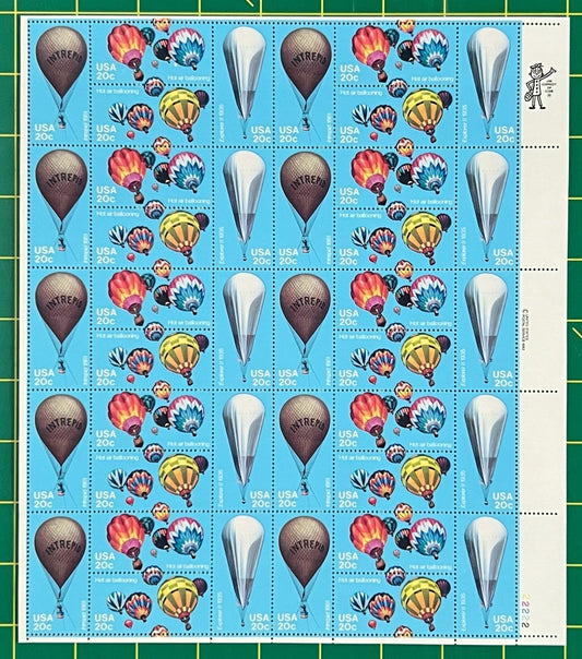US 2032-35 Mint Sheet (MNH) Hot Air Ballooning Block-4 20-Cent 1983 ZAYIX