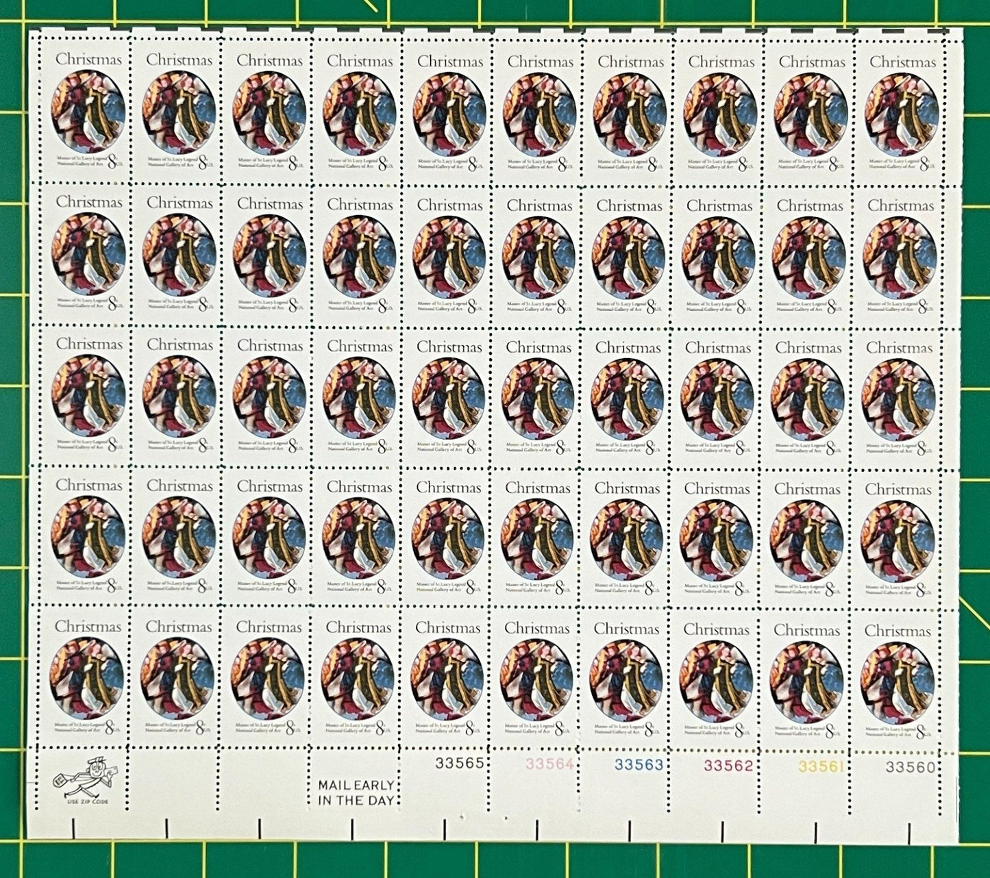US 1471 Mint Sheet (MNH) Christmas Angels (PB12) 8-Cent 1977 ZAYIX