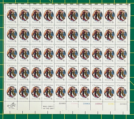 US 1471 Mint Sheet (MNH) Christmas Angels (PB12) 8-Cent 1977 ZAYIX