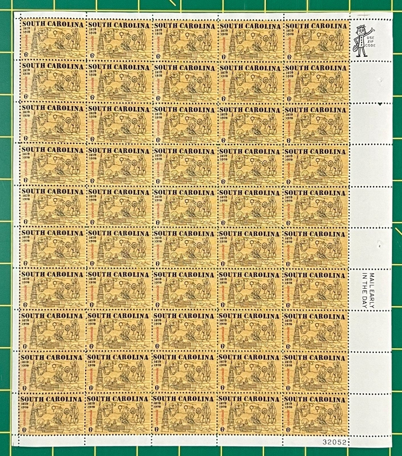 US 1407 Mint Sheet (MNH) South Carolina Founding 6-Cent 1970 ZAYIX