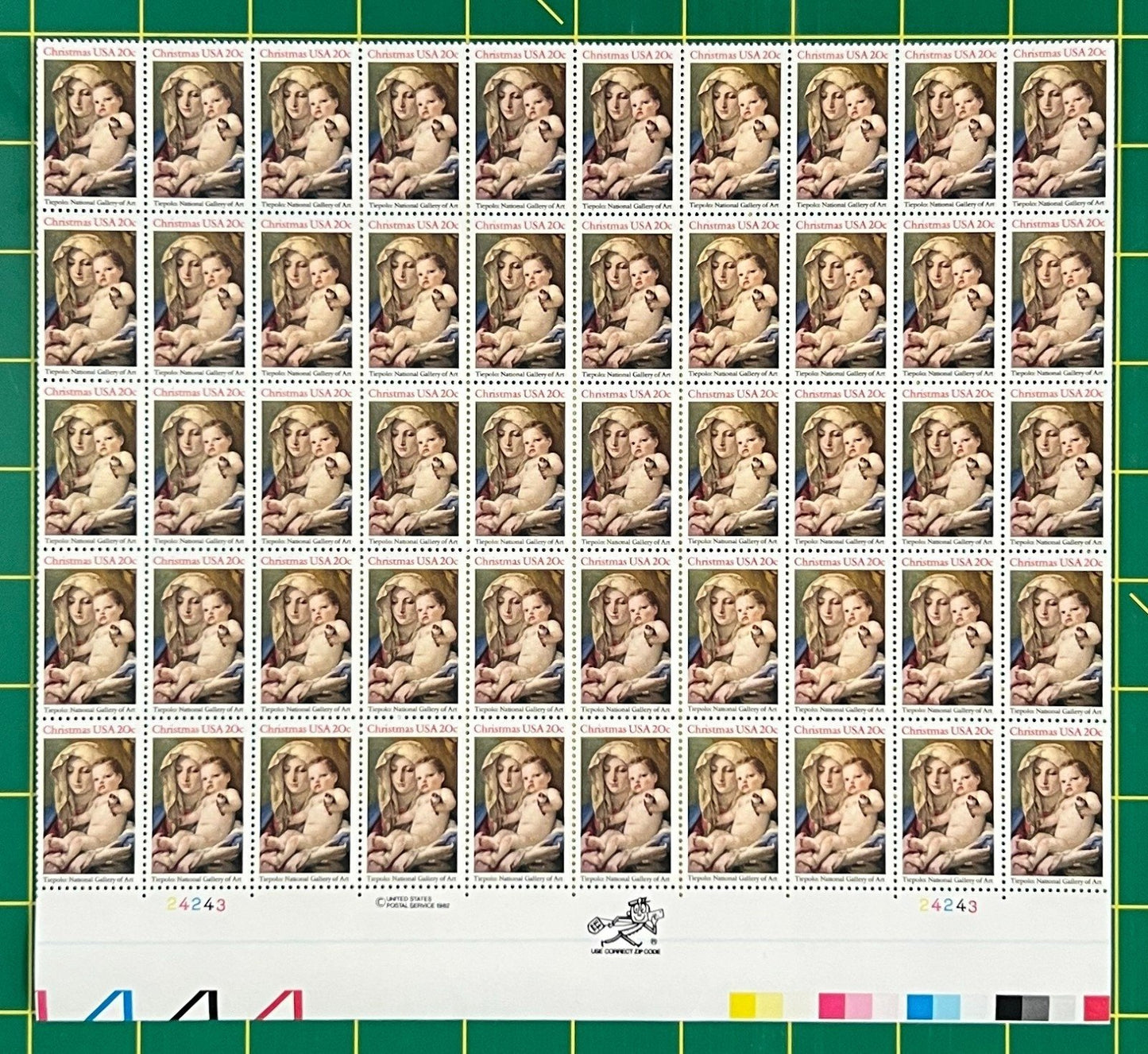 US 2026 Mint Sheet (MNH) Christmas Tiepolo Madonna (PB20) 20-Cent 1982 ZAYIX