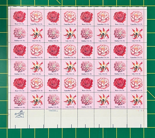 US 1876-1879 Mint Sheet (MNH) Flowers Block of 4, 18-Cent 1981 ZAYIX