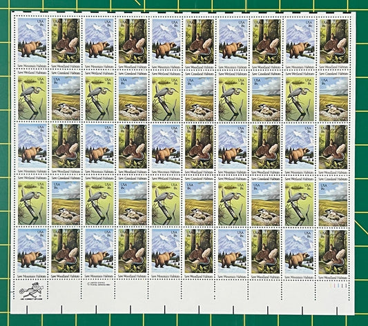 US 1921-1924 Mint Sheet (MNH) Wildlife Habitats Block of 4, 18-Cent 1981 ZAYIX