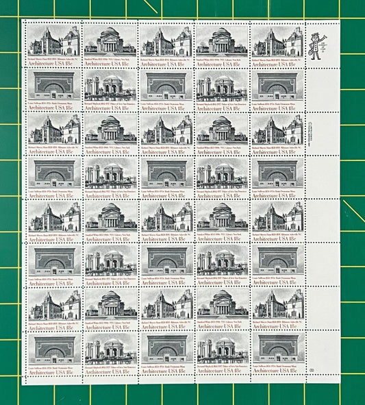 US 1928-1931 Mint Sheet (MNH) Architecture Block of 4, 18-Cent 1981 ZAYIX