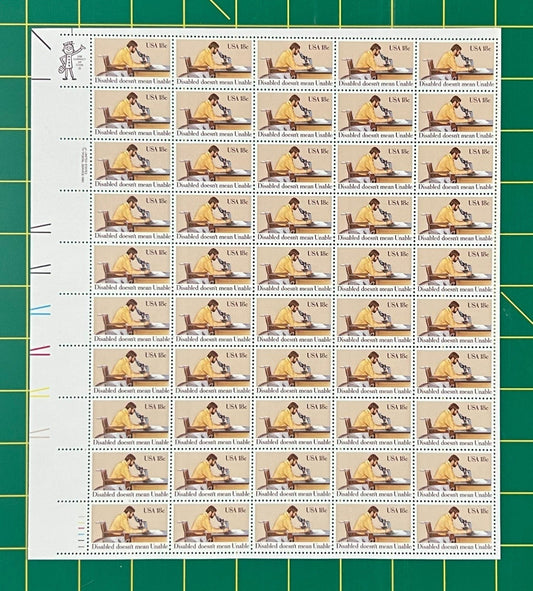 US 1925 Mint Sheet (MNH) Year of the Disabled 18-Cent 1981 ZAYIX