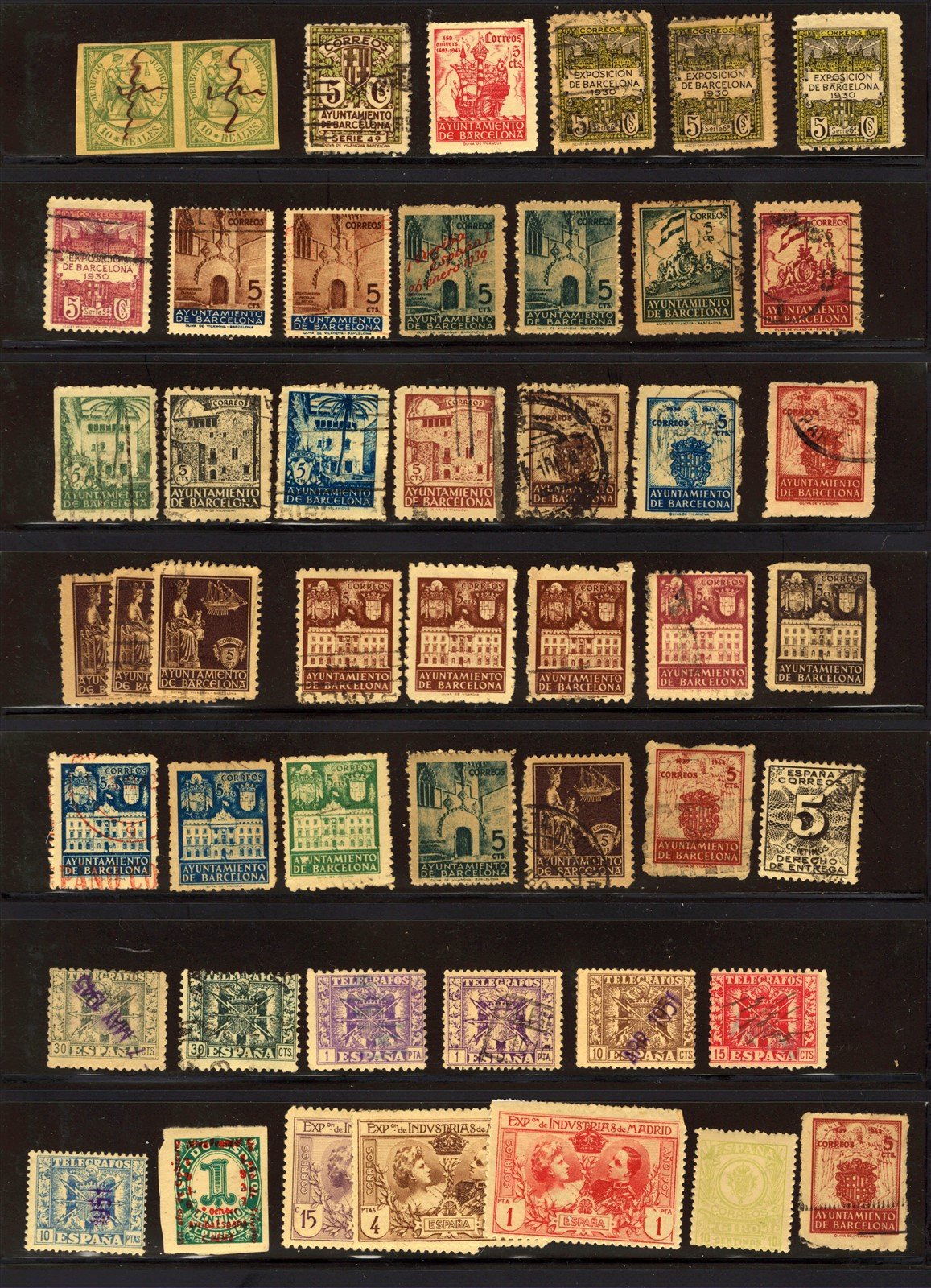 Spain Revenues, Locals, BOB, Labels Collection 2 Pages Mint & Used ZAYIX