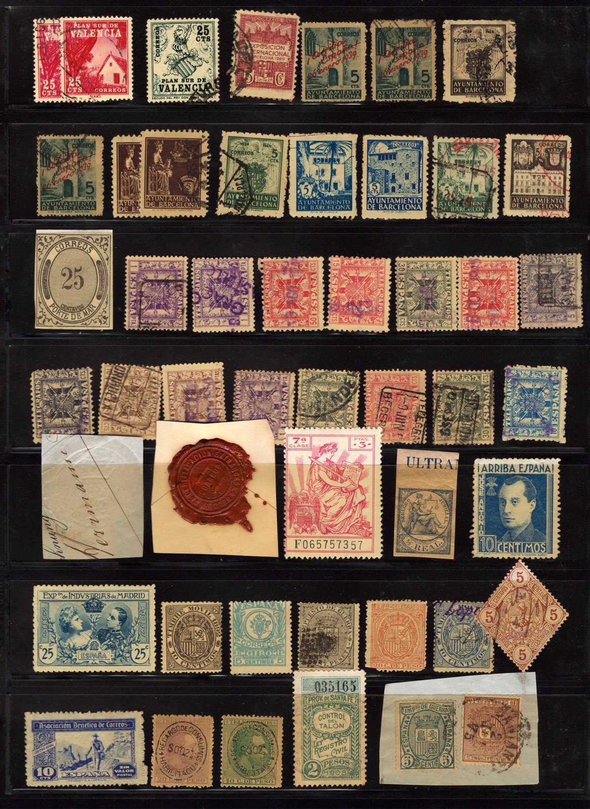 Spain Revenues Locals Barcelona Ayuntamiento Telegraphs Fiscal Stamp Lot ZAYIX