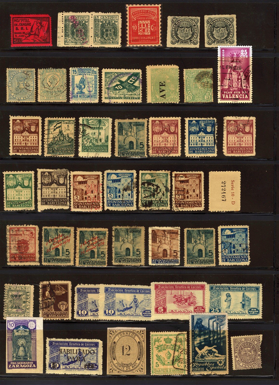 Spain Revenues Locals Barcelona Ayuntamiento Telegraphs Fiscal Stamp Lot ZAYIX