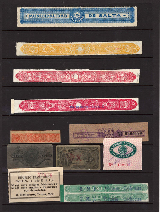 Mexico Revenues Fiscal Stamps Tobacco Strips Aduana Seal Latin America Lot ZAYIX