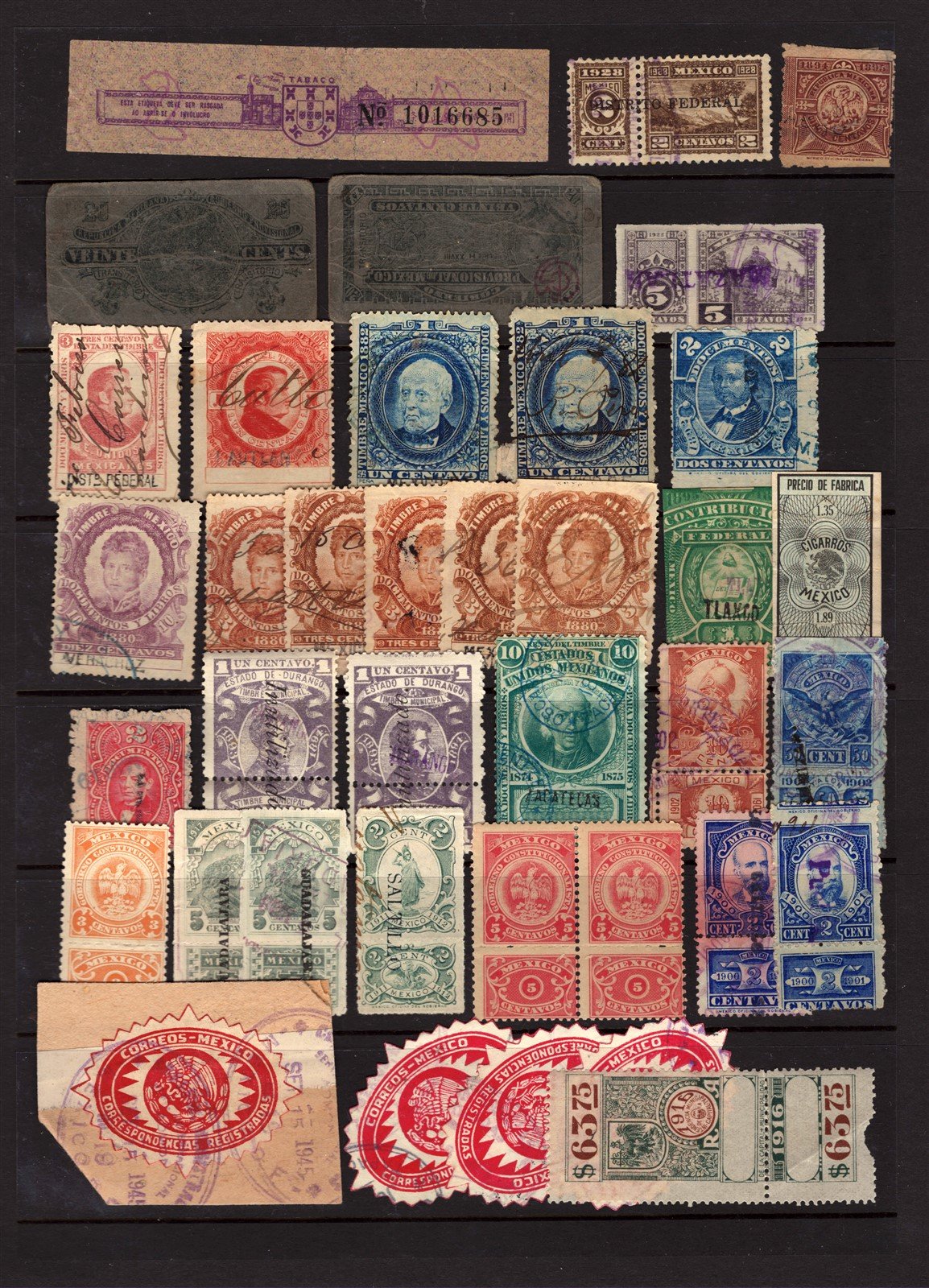 Mexico Revenues Fiscal Stamps Tobacco Strips Aduana Seal Latin America Lot ZAYIX