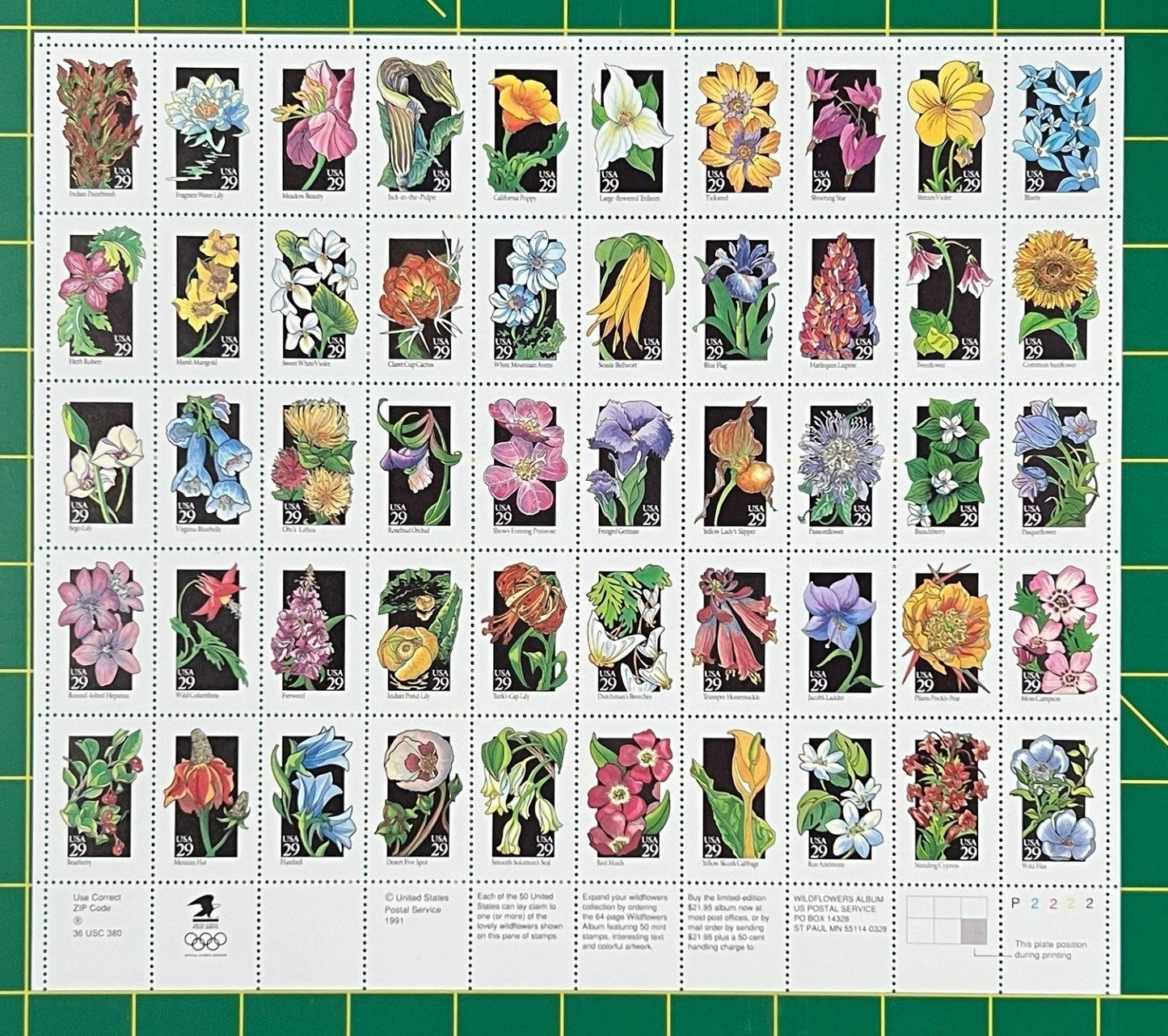 US 2647-2696 Mint Sheet (MNH) Wildflowers of America Sheet of 50, 29c 1992 ZAYIX