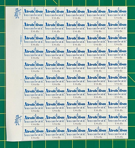 US 1927 Mint Sheet (MNH) Alcoholism (PB20) 18-Cent 1981 ZAYIX