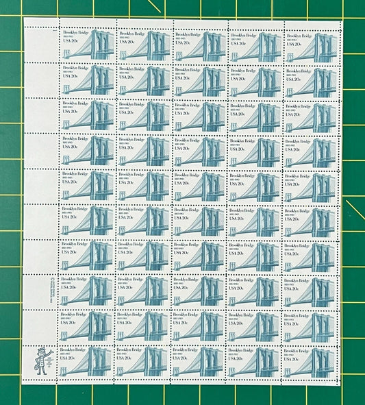 US 2041 Mint Sheet (MNH) Brooklin Bridge Centennial 20-Cent 1983 ZAYIX