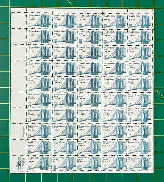 US 2041 Mint Sheet (MNH) Brooklin Bridge Centennial 20-Cent 1983 ZAYIX