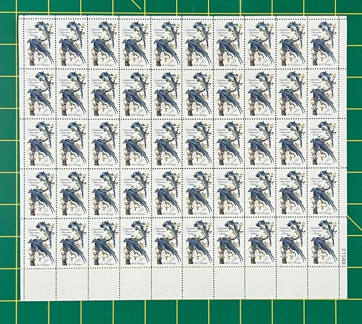 US 1241 Mint Sheet (MNH) John J Audubon Columbia Jays 5-Cent 1963 ZAYIX