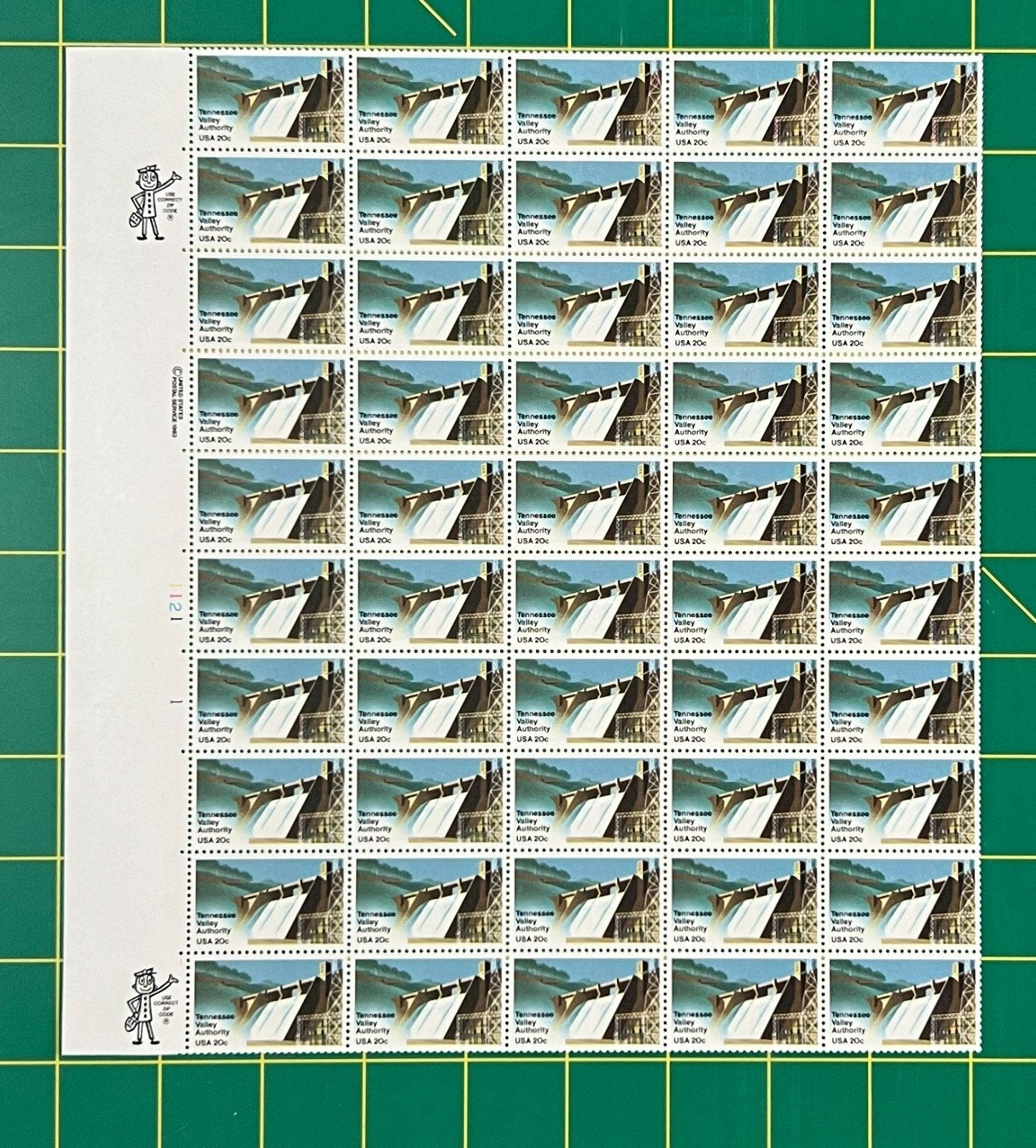 US 2042 Mint Sheet (MNH) Tennessee Valley Authority (PB20) 20-Cent 1983 ZAYIX