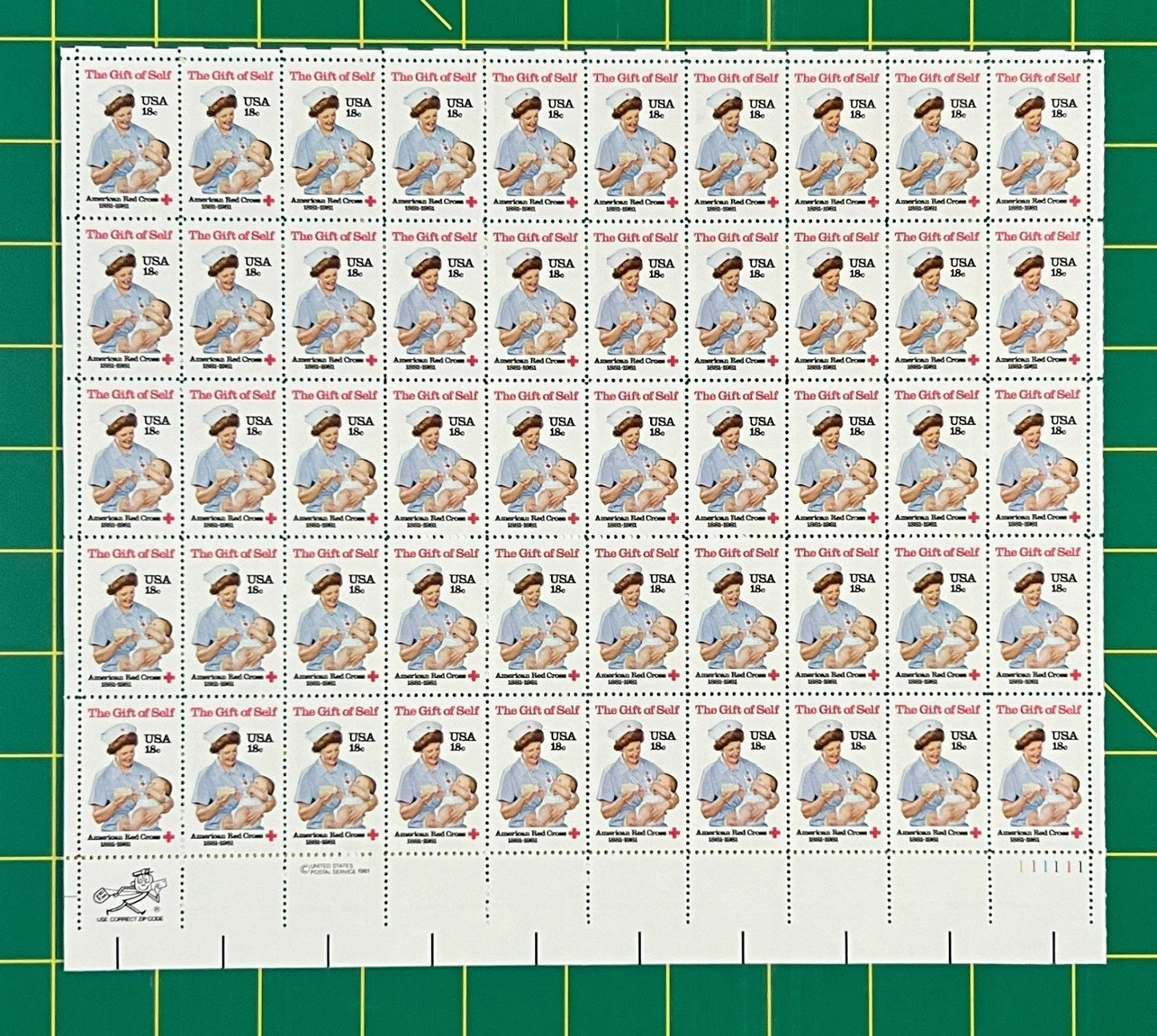 US 1910 Mint Sheet (MNH) American Red Cross Centennial 18-Cent 1981 ZAYIX