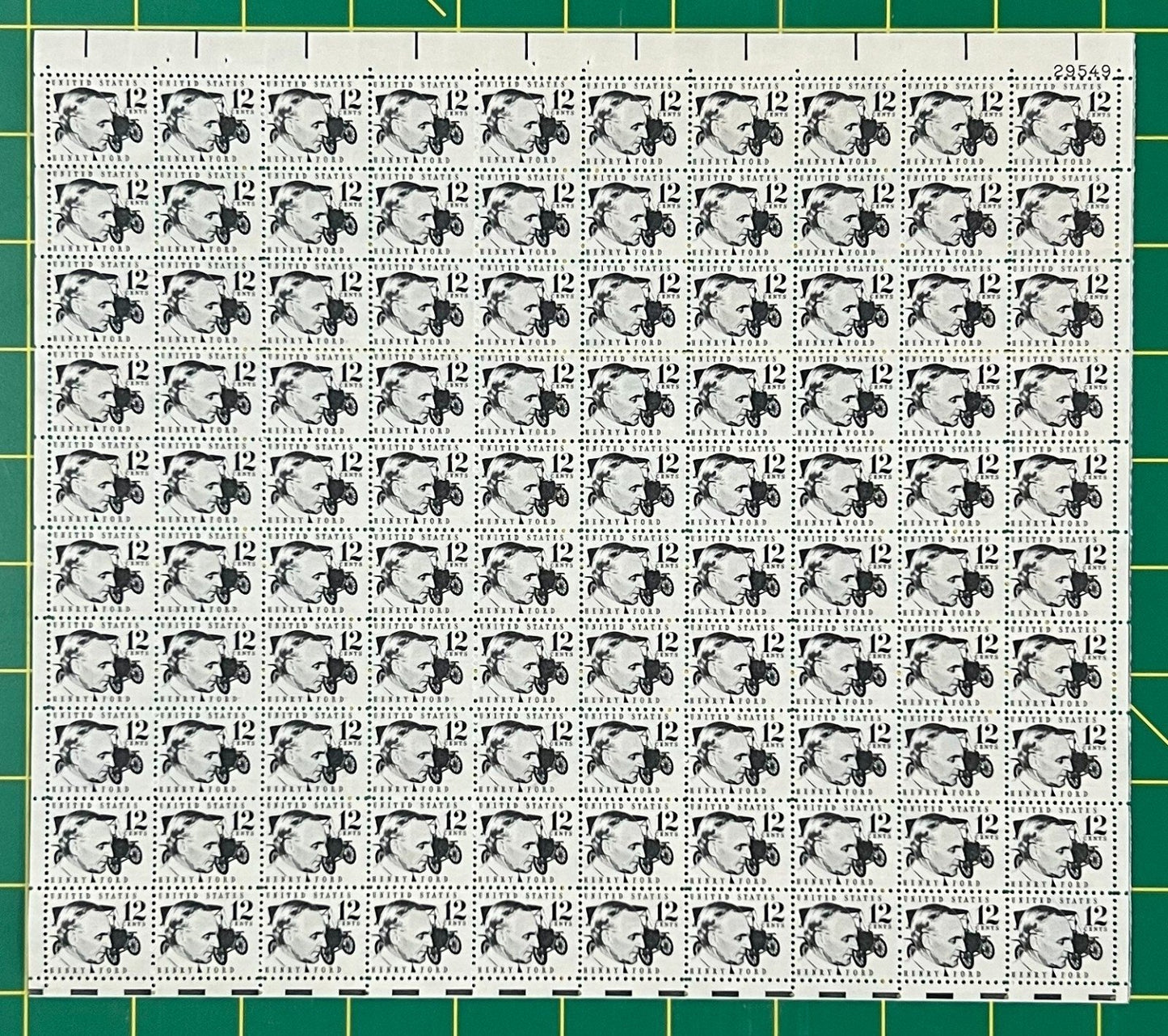 US 1286A Mint Sheet (MNH) Henry Ford Automobiles 12-Cent 1968 ZAYIX