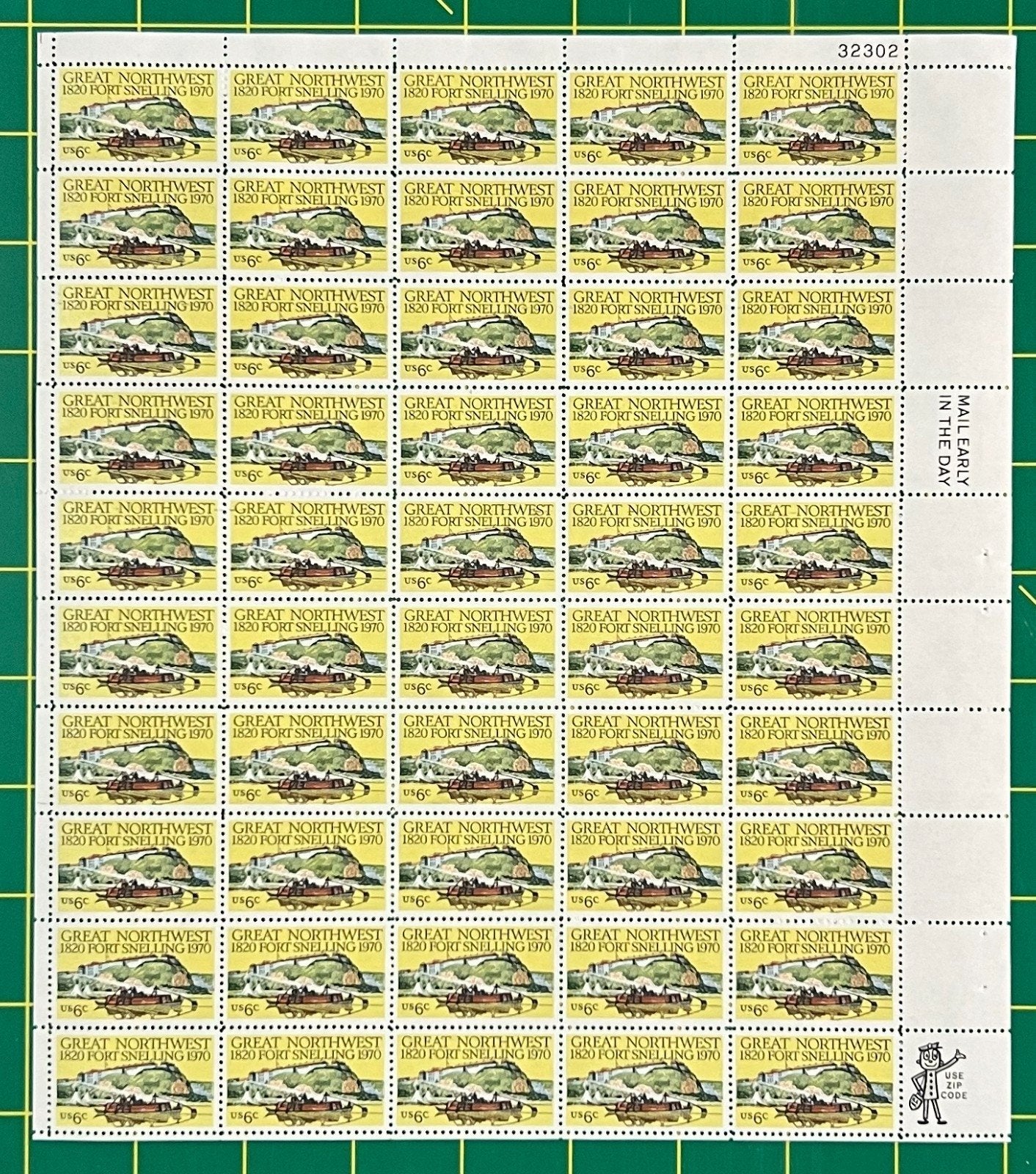 US 1409 Mint Sheet (MNH) Fort Snelling MN 150th Anniversary 6-Cent 1970 ZAYIX