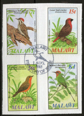 1985 Malawi 470-473 used FDC clipping on paper Audubon Birds ZAYIX 021823S43M