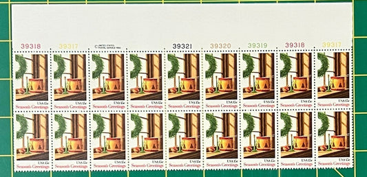 US 1843 Mint Sheet (MNH) Christmas Toys (PB20) Plate Block 15-Cent 1980 ZAYIX