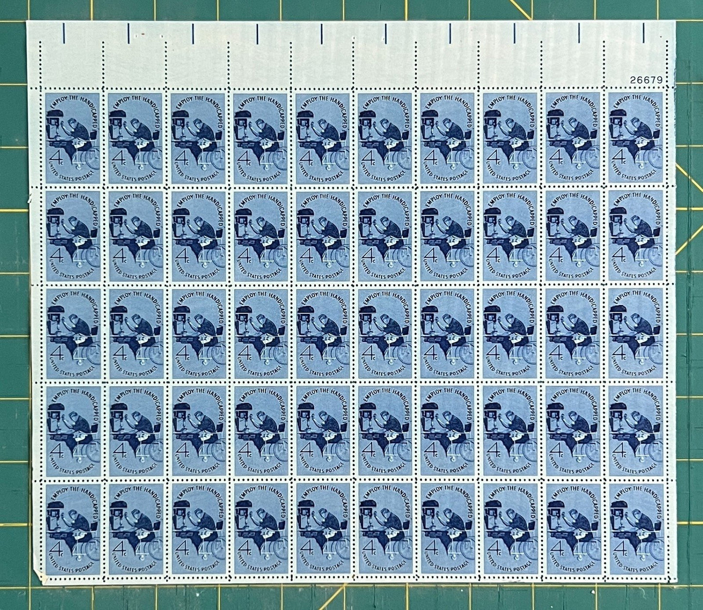 US 1155 Mint Sheet (MNH) Employ the Handicapped 4-Cent 1960 ZAYIX