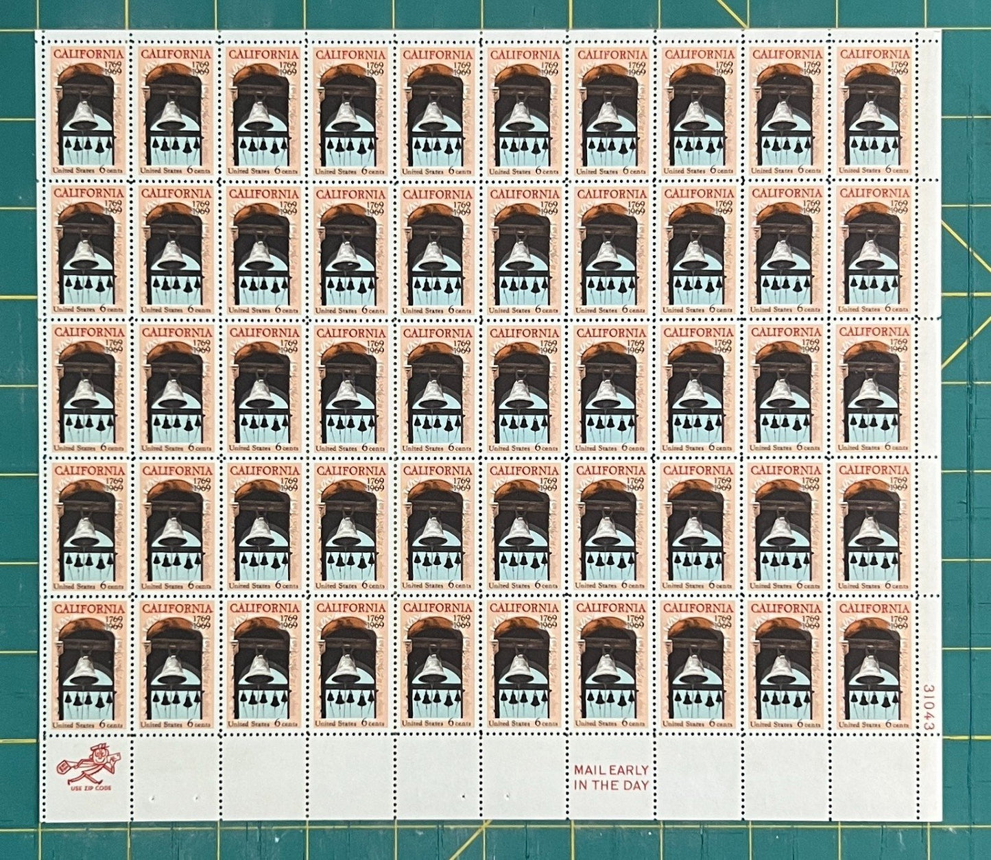 US 1373 Mint Sheet (MNH) California Settlement 200th Anniversary 6c 1969 ZAYIX