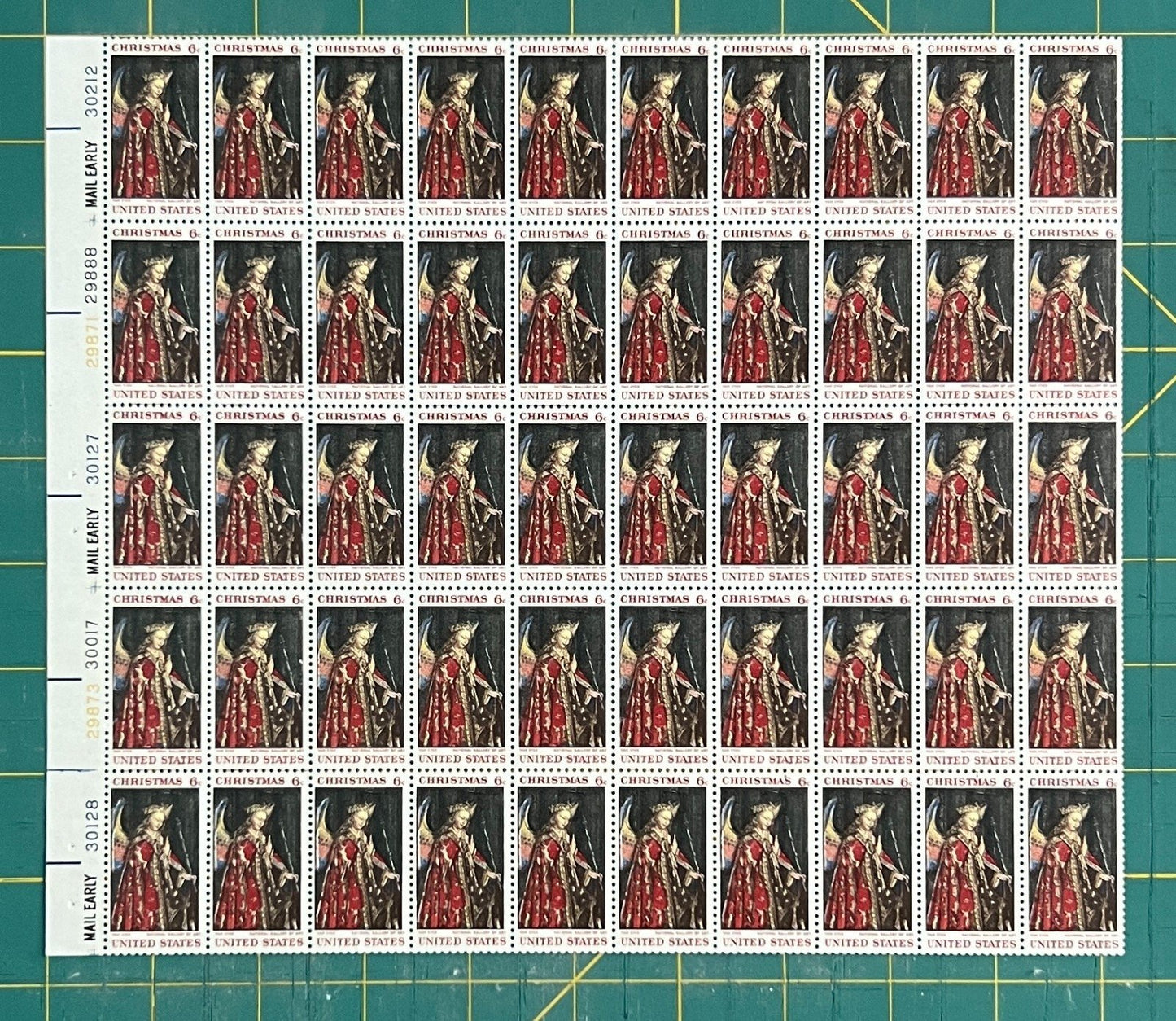 US 1363 Mint Sheet (MNH) Christmas Angel (PB20) 6-Cent 1968 ZAYIX