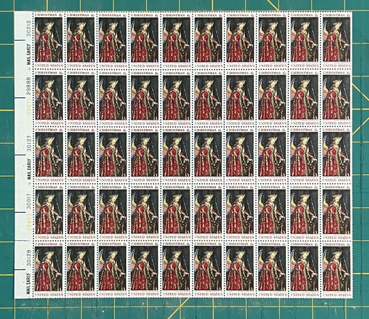 US 1363 Mint Sheet (MNH) Christmas Angel (PB20) 6-Cent 1968 ZAYIX