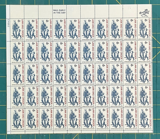 US 1343 Mint Sheet (MNH) Law and Order Policeman & Child 6-Cent 1968 ZAYIX