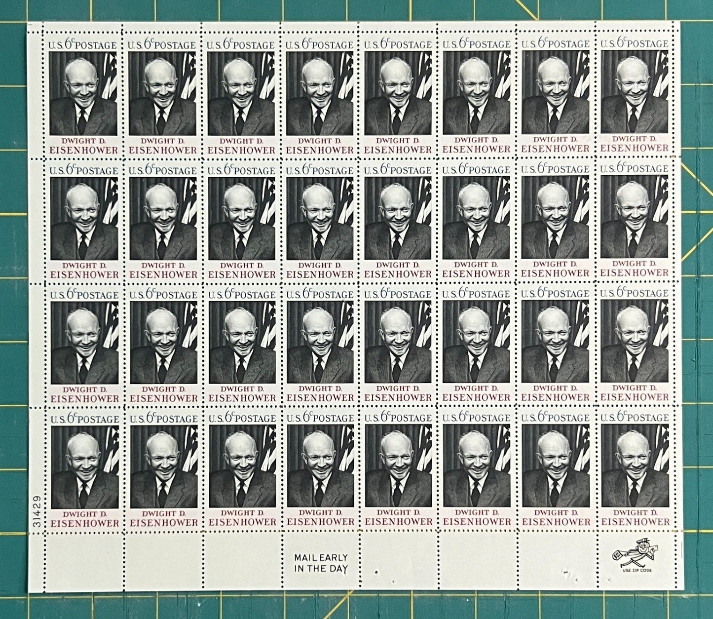 US 1383 Mint Sheet (MNH) Dwight D Eisenhower 6-Cent 1968 ZAYIX