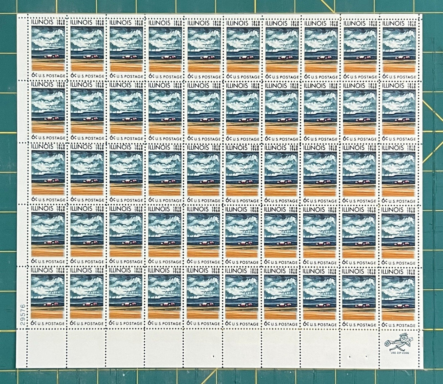 US 1339 Mint Sheet (MNH) Illinois Statehood 150th Anniversary 6-Cent 1968 ZAYIX
