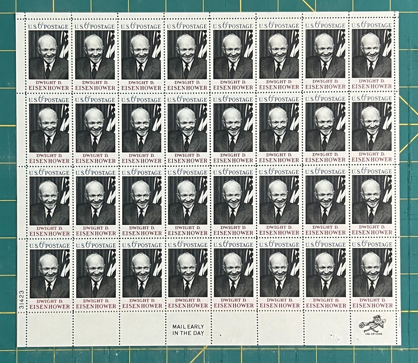 US 1383 Mint Sheet (MNH) Dwight D Eisenhower 6-Cent 1968 ZAYIX